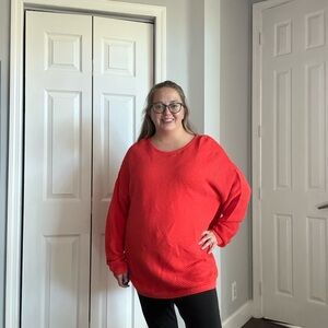 Orientique Australian Red Ribbed Sweater Tunic Oversized NWT Size L